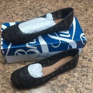 EUC WORN TWICE Lucky Brand Black Lace Slip-On Ballet Flats LK-EARTHA 8.5
